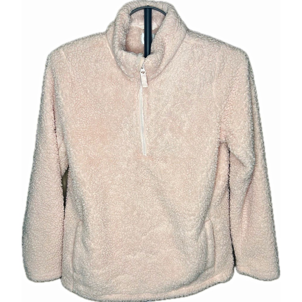 Wonder Nation Girls Pink Sherpa Fleece 1/4 Zip Pullover Sweatshirt Size 14